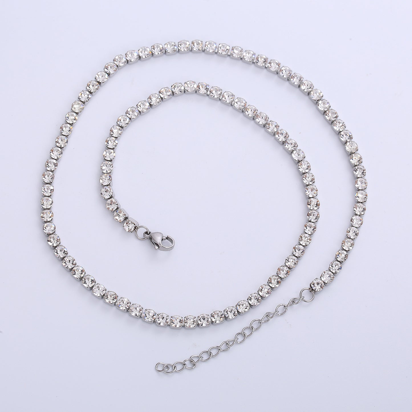 Stainless Steel White Diamond Tennis Necklace - Euphoryas Tennis Co.