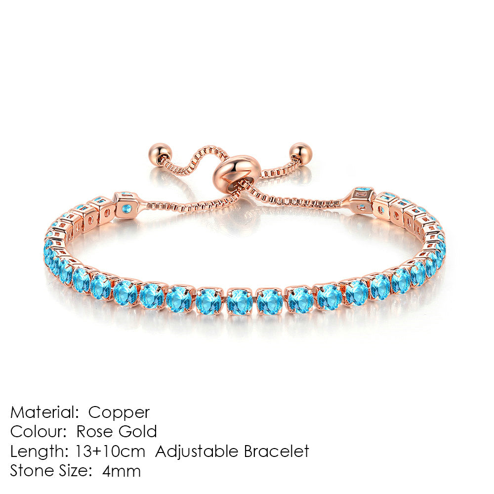 Round Zircon Single Row Full Diamond Tennis Bracelet - Euphoryas Tennis Co.