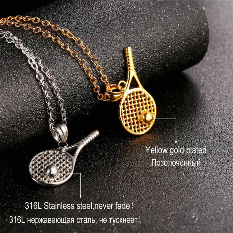 Stainless steel jewelry tennis racket necklace pendant - Euphoryas Tennis Co.
