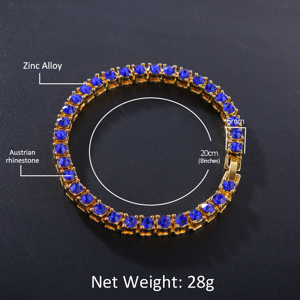 Iced Out Hip Hop Bracelet – Single Row Rhinestone Chain - Euphoryas Tennis Co.