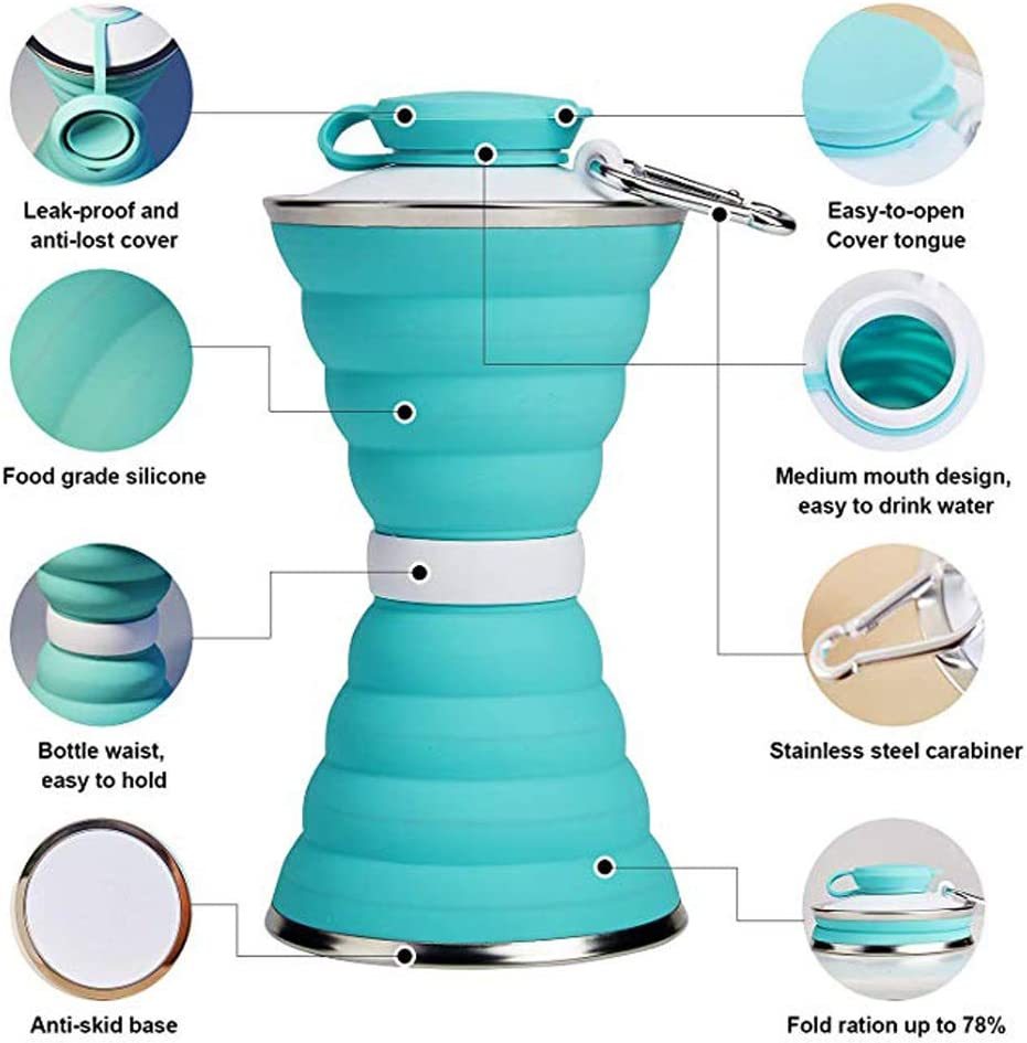 500ml Foldable Silicone Water Bottle – Leak-Proof & Portable - Euphoryas Tennis Co.