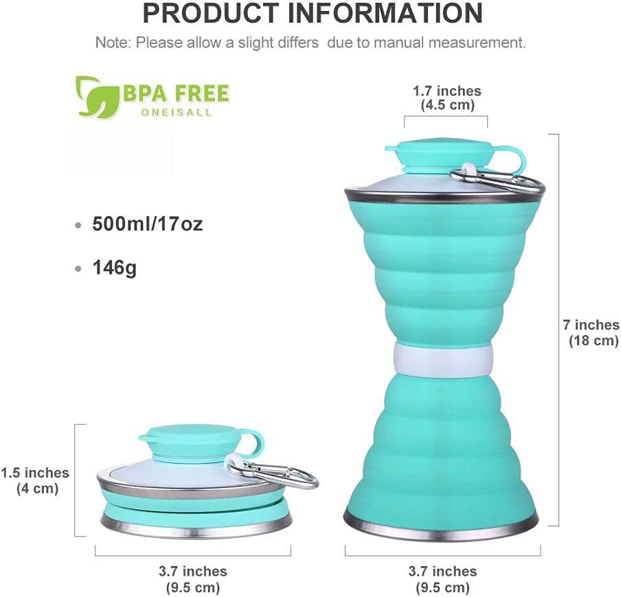 500ml Foldable Silicone Water Bottle – Leak-Proof & Portable - Euphoryas Tennis Co.