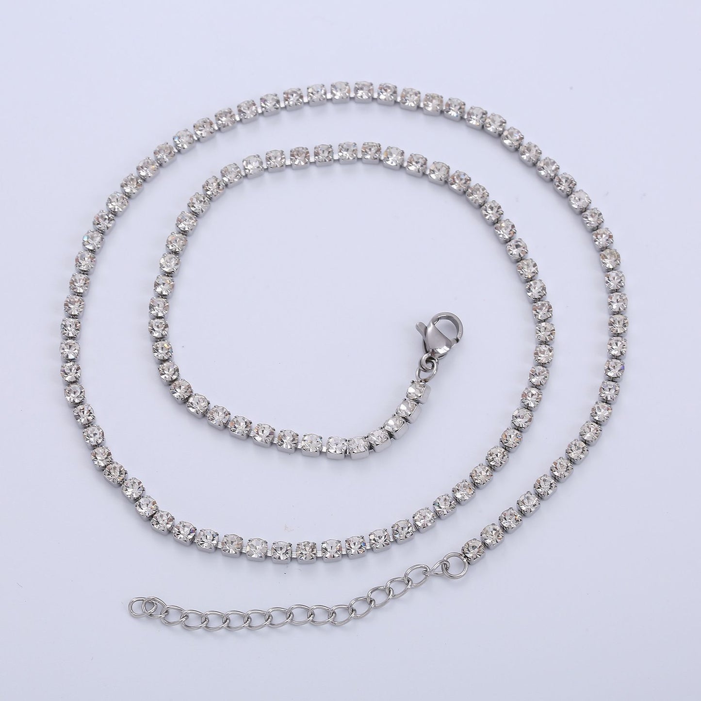 Stainless Steel White Diamond Tennis Necklace - Euphoryas Tennis Co.