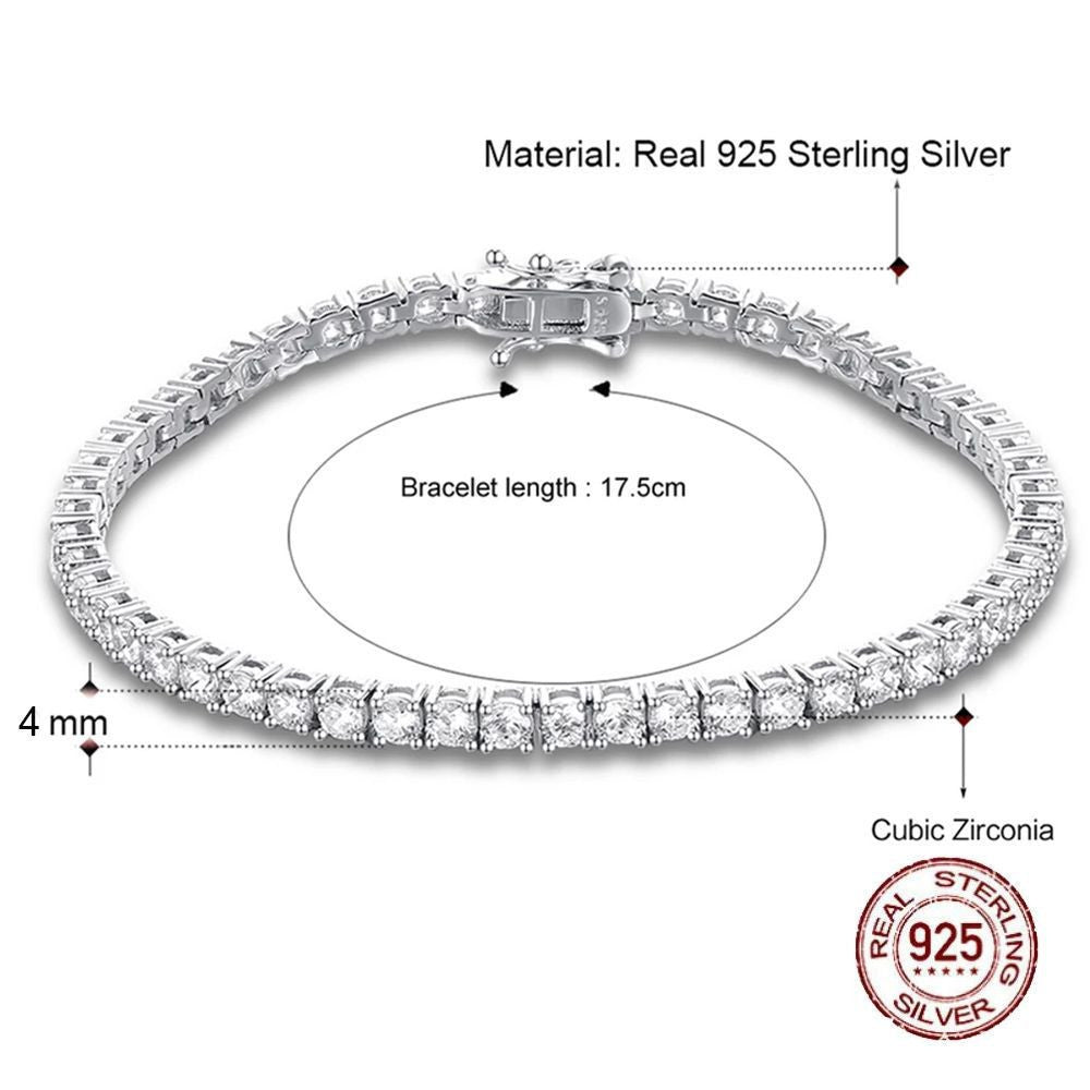 S925 Silver Bracelet 17-19cm Chain Length Optional Tennis Chain - Euphoryas Tennis Co.