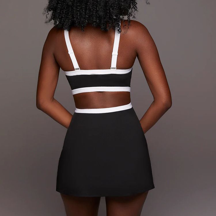 Contrast Color Minimalist Anti-exposure Women's One-piece Tennis Skirt - Euphoryas Tennis Co.