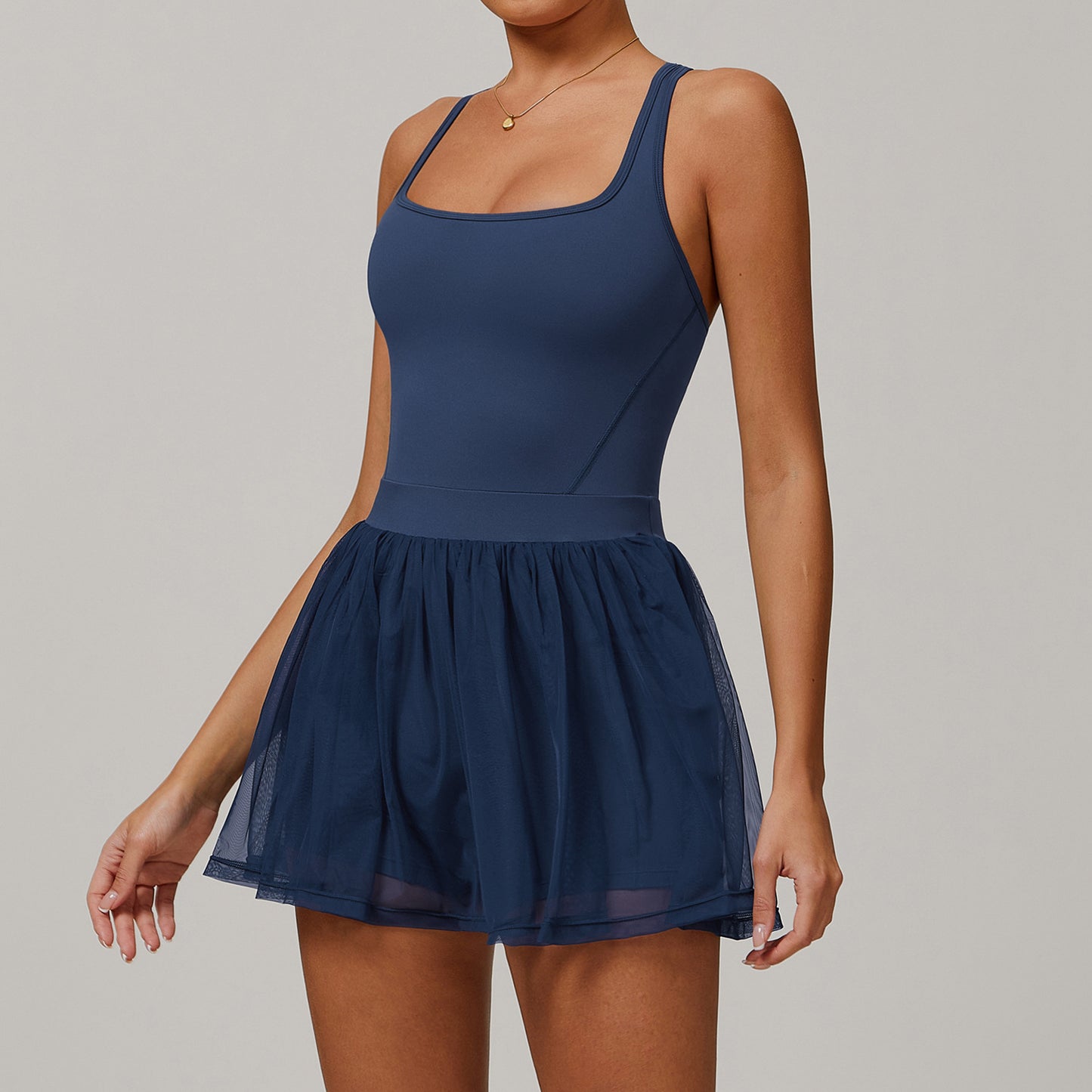 Two-Piece Mesh Tennis Dress – Breathable, Quick-Drying Sports Skirt - Euphoryas Tennis Co.