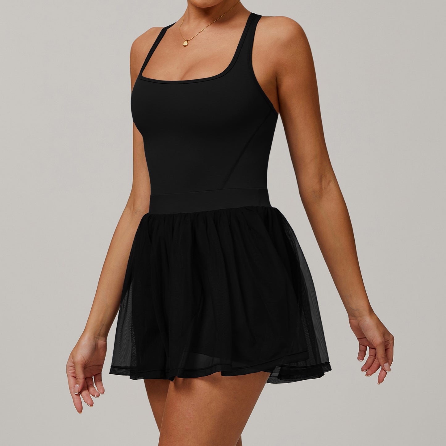 Two-Piece Mesh Tennis Dress – Breathable, Quick-Drying Sports Skirt - Euphoryas Tennis Co.
