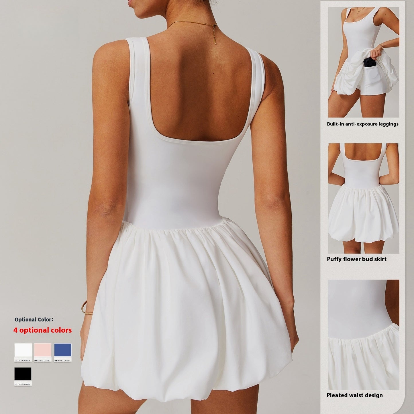 Fluffy Skirt Tennis Sports Dress – Outdoor Two-Piece Style - Euphoryas Tennis Co.