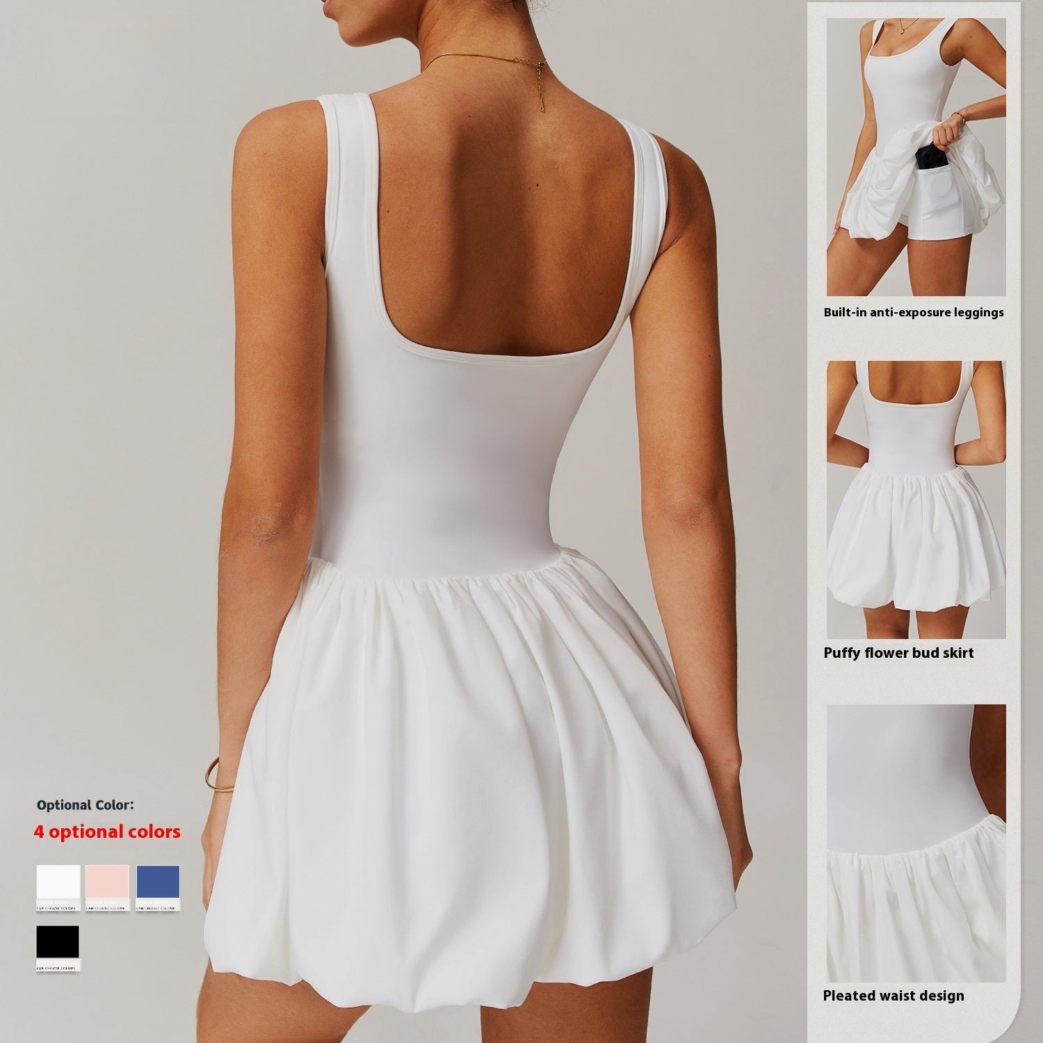 Fluffy Skirt Tennis Sports Dress – Outdoor Two-Piece Style - Euphoryas Tennis Co.